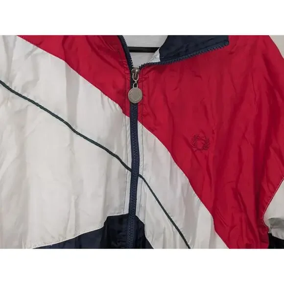 Vtg 90s Fred Perry Colorblock Track Jacket - Navy Red White - Men's M - Unisex